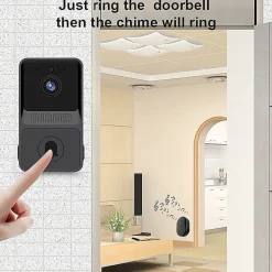 Sonnette vidéo sans fil, compatible avec sonnette intelligente, connexion sans fil, caméra 1080p (avec batterie)-Deko Best