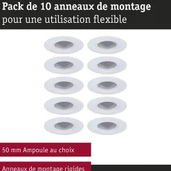 Spot encastré Kit de 10 fixe rond 90mm GU10 max. 10x10W 230V gradable Blanc-Paulmann Discount