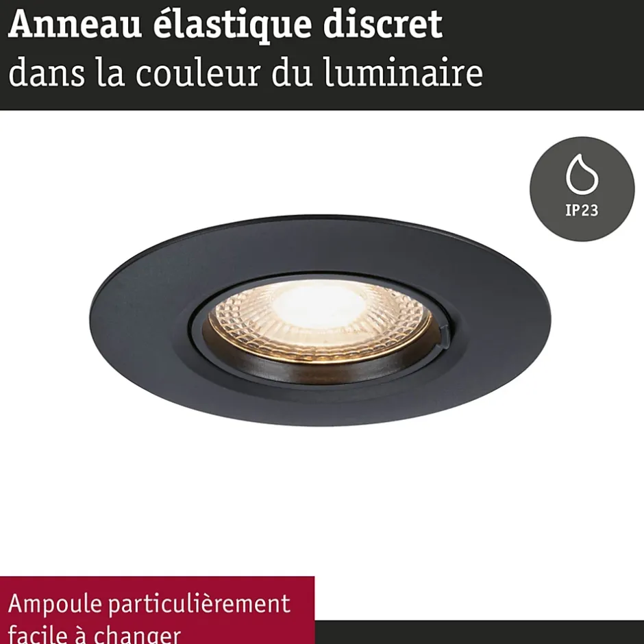 Spot encastré Kit de 10 fixe rond 90mm GU10 max. 10x10W 230V gradable Noir-Paulmann Outlet