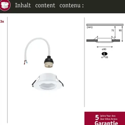 Spot encastré Kit de 3 fixe rond 90mm GU10 max. 3x10W 230V gradable Blanc^Paulmann Hot