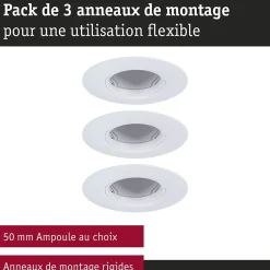 Spot encastré Kit de 3 fixe rond 90mm GU10 max. 3x10W 230V gradable Blanc^Paulmann Hot
