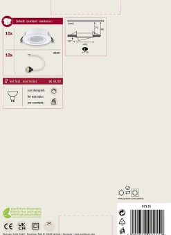 Spot encastré Kit de 10 orientable rond 90mm 30 GU10 max. 10x10W 230V gradable Blanc^Paulmann Clearance