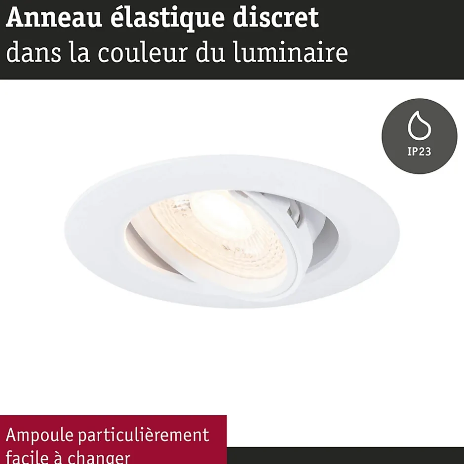Spot encastré Kit de 10 orientable rond 90mm 30 GU10 max. 10x10W 230V gradable Blanc^Paulmann Clearance