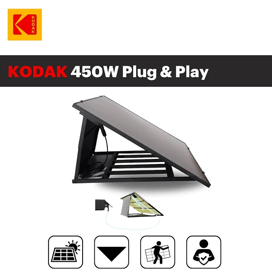 Station solaire 450W Plug & Play avec Micro-onduleur EVT-400R, technologie bifaciale, rendement de 22%, cellules monocristal^Kodak Hot