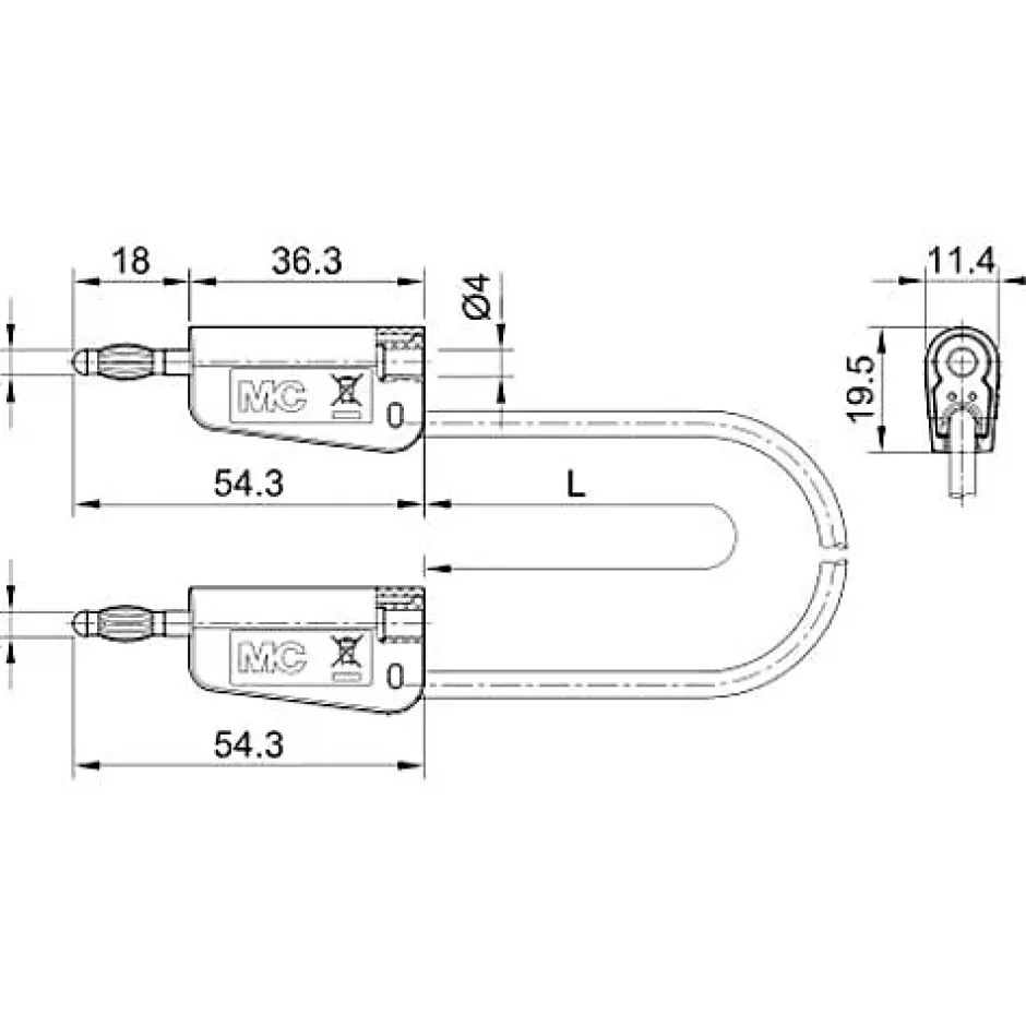 Stäubli LK-4A-S25 64.1037-20023 cordon de mesure 200 cm bleu, prise 4 mm empilable^Staubli Hot