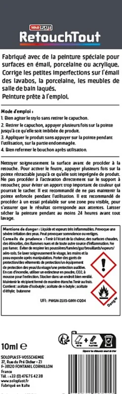 Stylo retouche sanitaires Retouchtout coloris blanc 10ml-Soloplast Best