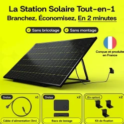 PLAY2, Kit 3 panneaux solaires complet 1380W bifacial, 3 Stations solaire livrées assemblées, installation sol ou mur^Sunology New