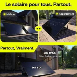 PLAY2, Kit 4 panneaux solaires complet 1840W bifacial, 4 Stations solaire livrées assemblées, Installation sol ou mur-Sunology