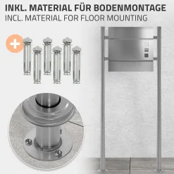 Support de boîte aux lettres acier inoxydable argent support modern 55x120x9 cm-Ml-Design Best