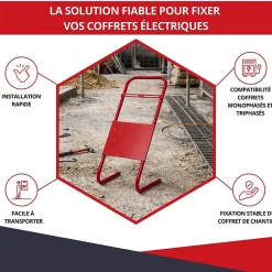 Support pour coffret électrique de chantier - Compatible Monophasé & Triphasé - Socle Métallique 635 x 265 mm-Atole Outlet