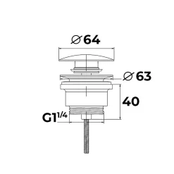 Bonde clic-clac 5/4 avec trop plein pour lavabos et vasques, noir mat (VF785BL)-Swiss Aqua Technologies Online
