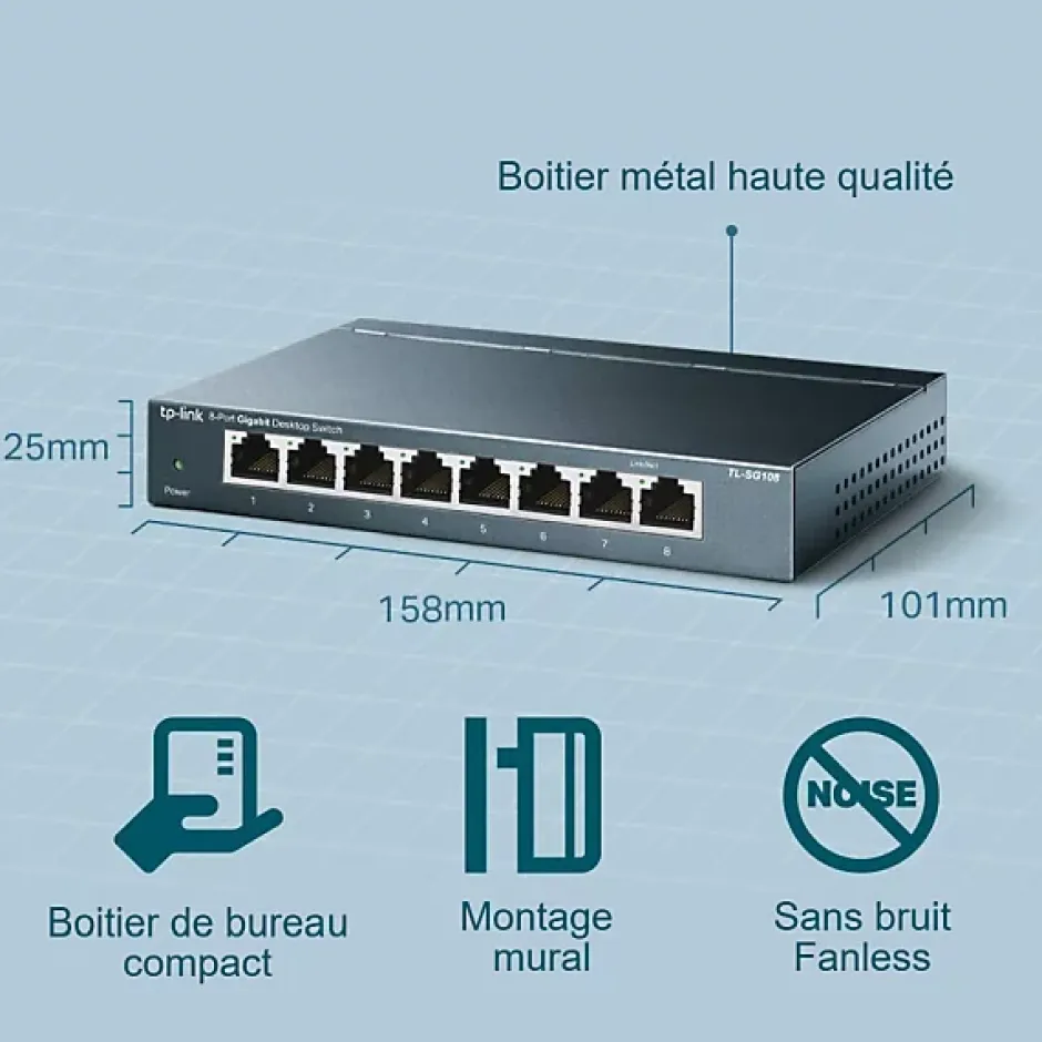 Switch de bureau 8 ports 10/100/1000 Mbps-TP-link Discount