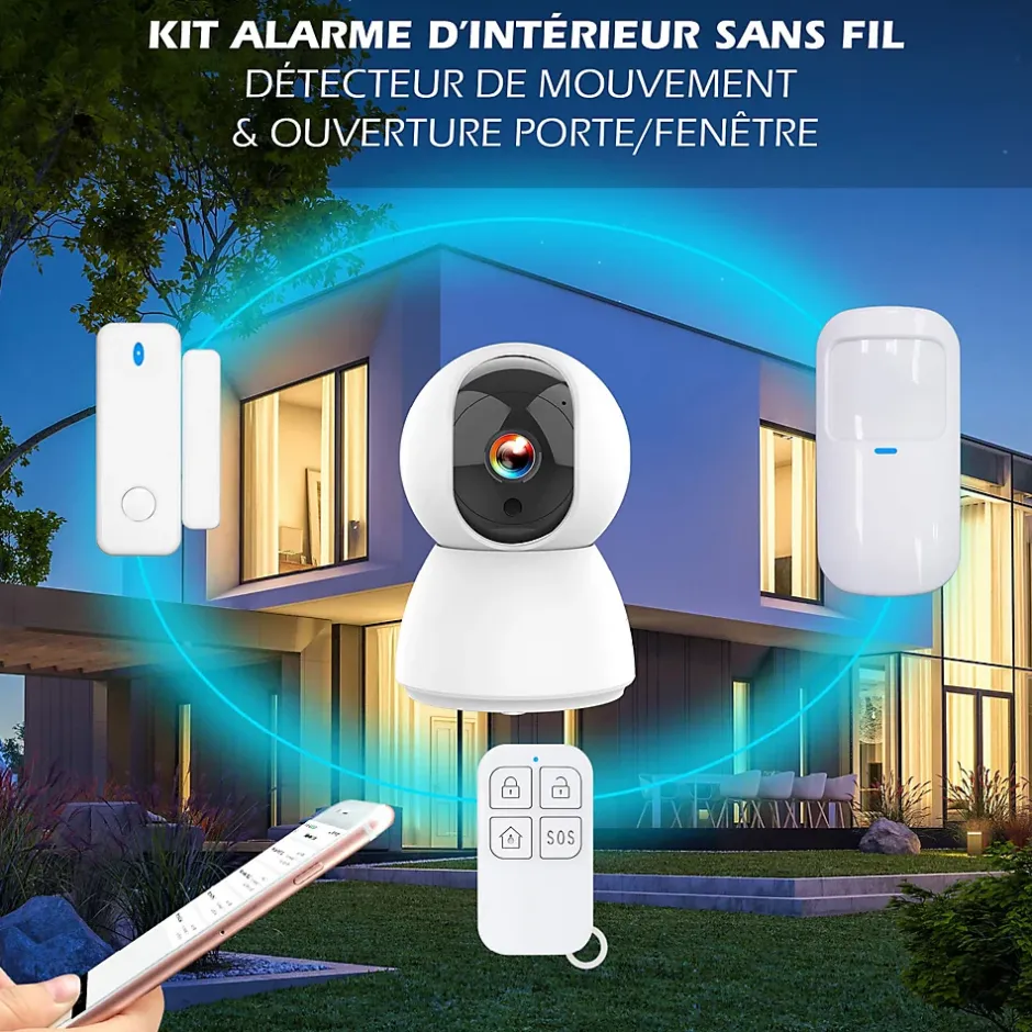 Système d'alarme étendu connecté Caméra rotative 4MP avec Sirène intégrée-Kyf Sale