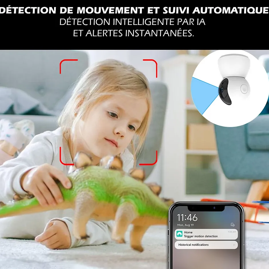 Système d'alarme étendu connecté Caméra rotative 4MP avec Sirène intégrée-Kyf Sale