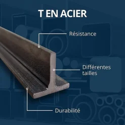 Té acier 25x25 ep 3.5 mm, Longueur : 1 metre -^Comment Fer Discount