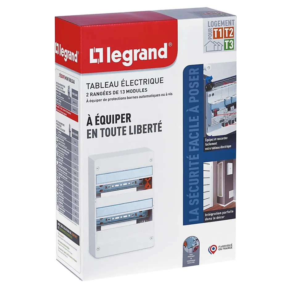 Tableau électrique à équiper 2 rangées - 26 modules-Legrand Discount