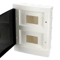 Tableau électrique encastré 16 modules 2x8 blanc fumé IP44 avec rail DIN 777845-Edo Best