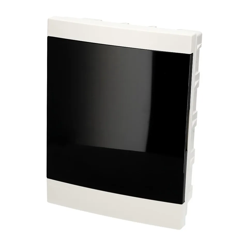 Tableau électrique encastré 16 modules 2x8 blanc fumé IP44 avec rail DIN 777845-Edo Best