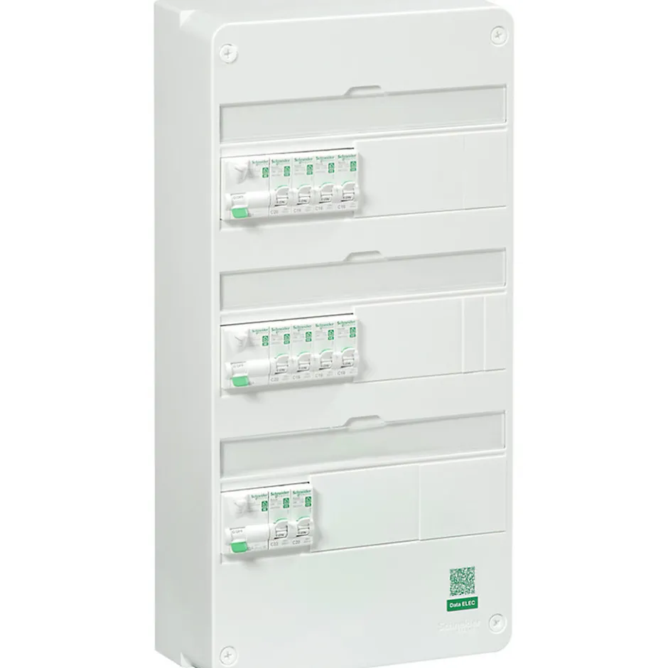 Tableau électrique pré-équipé et pré-câblé T3 au T5 - 3 rangées - 39 modules Resi9 XE^Schneider Electric Hot