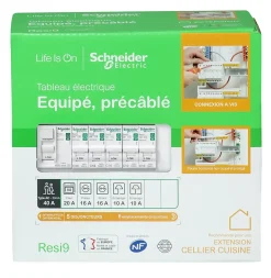 Tableau électrique pré-équipé et pré-câblé 1 rangée - 13 modules (6 inclus) Resi9 XP-Schneider Electric