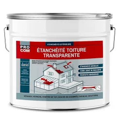 Étanchéité transparente polyuréthane - Résine d'étanchéité transparente toiture, véranda, verrière, serre -10 litres-Transpa-Procom Hot