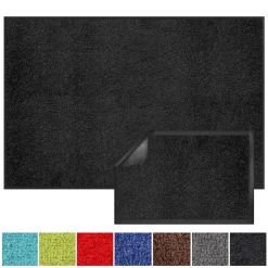 Tapis de Porte Paillasson d'entrée Monochrom Noir 200 x 200 cm^Floordirekt New