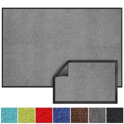 Tapis de Porte Paillasson d'entrée Monochrom Gris argent 40 x 60 cm^Floordirekt Best