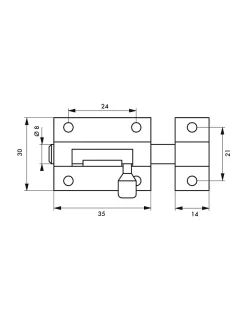Targette, laiton chromé, pêne diamètre 8mm, 35x30mm -^Thirard