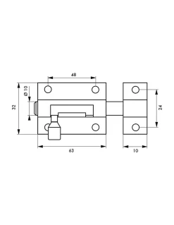 Targette pour meuble, 60mm, nickel satin, pêne rond -^SP Discount