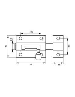 Targette pour porte de meuble, laiton, pêne diamètre 8mm, 35x30mm -^Thirard Best