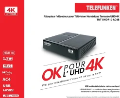 - Récepteur TNT UHDR10 pour télévision numérique terrestre UHD 4K - 1000 canaux - PVR - Tuner TNT UHD/SD/HD/UHD/2K/4K^Telefunken Clearance