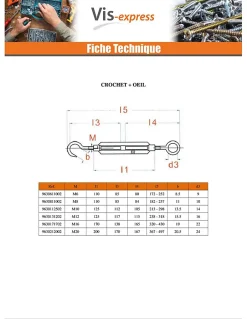 Tendeur crochet crochet 10X125 Acier zingué - 5 pièces^Vis Express Sale