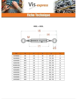 Tendeur crochet crochet 10X125 Acier zingué - 1 pièce^Vis Express Discount
