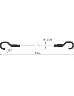 Tendeur en caoutchouc à crochets, 18mmx80cm, bleu -^Thirard Best