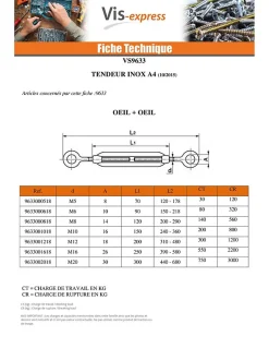 Tendeur oeil crochet M8X120 Oeil 11 Inox A4 - 3 pièces^Vis Express Online