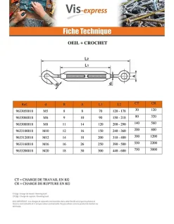 Tendeur oeil crochet M8X120 Oeil 11 Inox A4 - 3 pièces^Vis Express Online