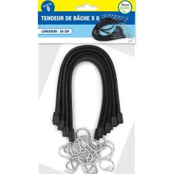 Tendeurs plats pour bâche 36 cm extensibles à 75 cm lot de 8 avec crochets robustes^Terre Jardin