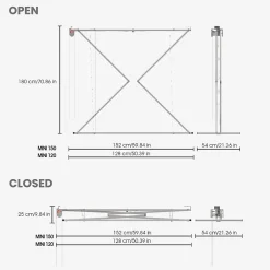 Étendoir manuel plafond blanc 128x54x25cm alu Mini 120-Foxydry Clearance