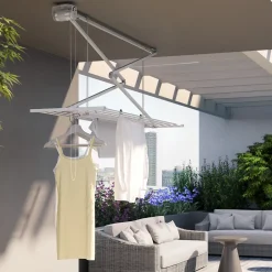 Étendoir manuel plafond blanc 128x54x25cm alu Mini 120-Foxydry Clearance