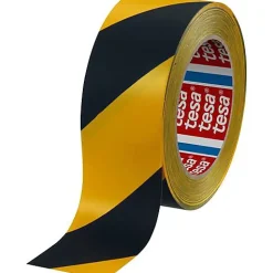 PREMIUM 04169-00063-93 Ruban de marquage au sol 50 mm x 33 m noir/jaune, PVC souple, adhésif acrylique^Tesa Outlet