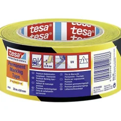 PREMIUM 04169-00063-93 Ruban de marquage au sol 50 mm x 33 m noir/jaune, PVC souple, adhésif acrylique^Tesa Outlet