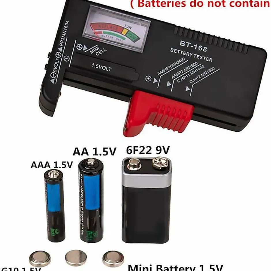 Testeurs de Piles Contrleur de Testeur de Tension de Batterie pour Pile Bouton AA/AAA/C/D / 9V / 1.5V Ecran LCD Universel^Deko Online