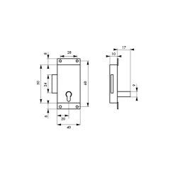 - Serrure de meuble en applique pour porte d'ameublement, axe 20mm, 40x50mm, zingué, 1 clé -^Thirard Online