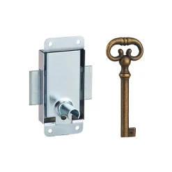 - Serrure de meuble en applique pour porte d'ameublement, axe 15mm, 30x50mm, zingué, 1 clé --Thirard Sale