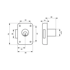 - Serrure de meuble en applique pour porte d'ameublement, droite, axe 25mm, 70x50mm, noir, 3 clés -^Thirard Sale