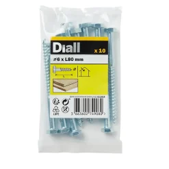 Tirefonds DIN 571 zingués 6x80 mm - 10 pièces-Diall Outlet