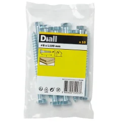 Tirefonds DIN 571 zingués 8x100 mm - 10 pièces-Diall New
