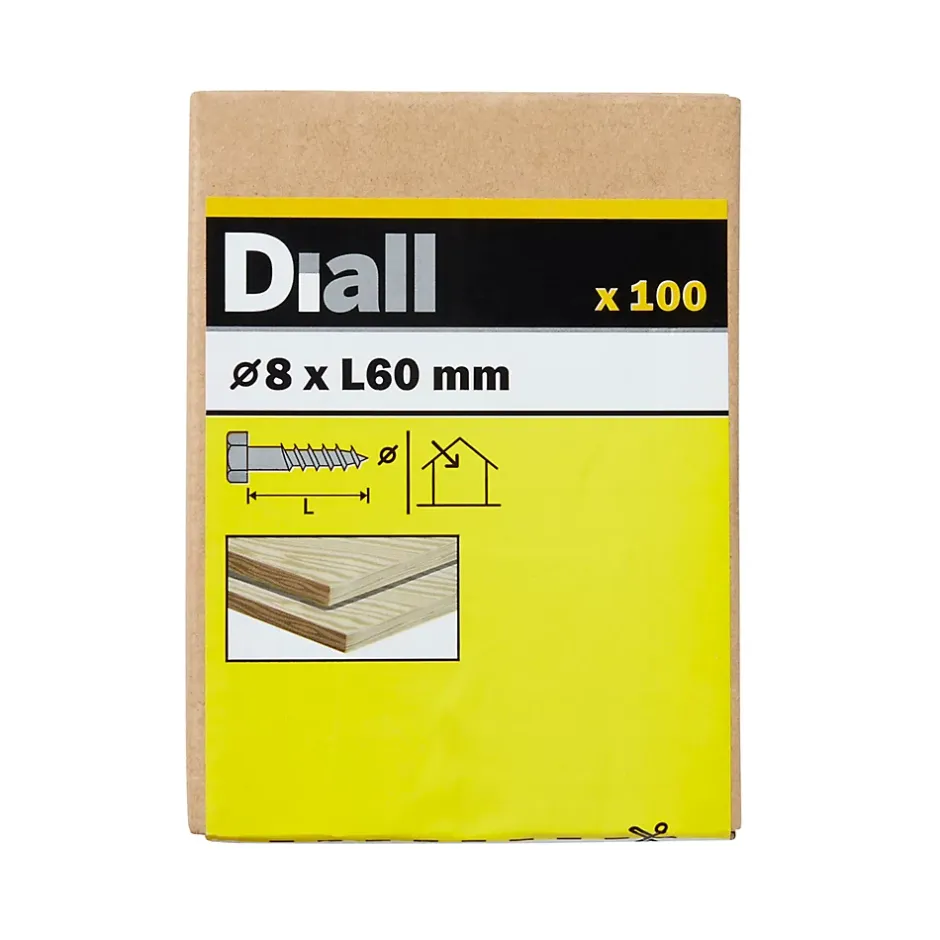 Tirefonds DIN 571 zingués 8x60 mm - 100 pièces-Diall New