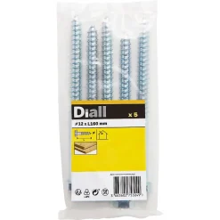 Tirefonds zingués 12x160 mm - 5 pièces^Diall Discount