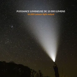 Torche Ultra Power 10000 Lumens LED COB Faisceau 300 m Aluminium Rechargeable 4 Modes Zoom^Fishtec Outlet